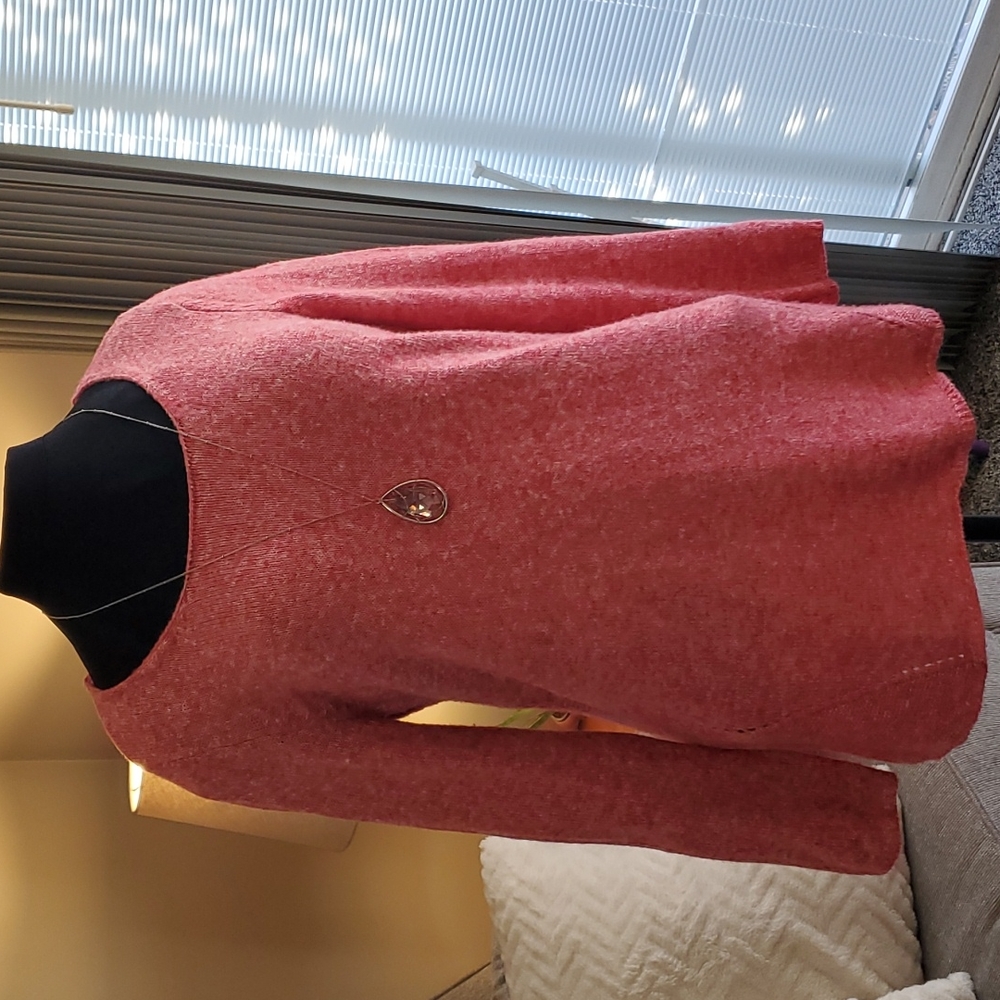 Cato red marled crochet back sweater